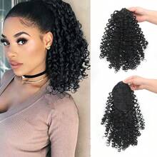 Short Ponytail Extension, Curly Ponytail Wig Synthetic Women's Curly Ponytail, Suitable For Fluffy Small Curly Drawstring Ponytails, Very Natural Wig 14 Inches