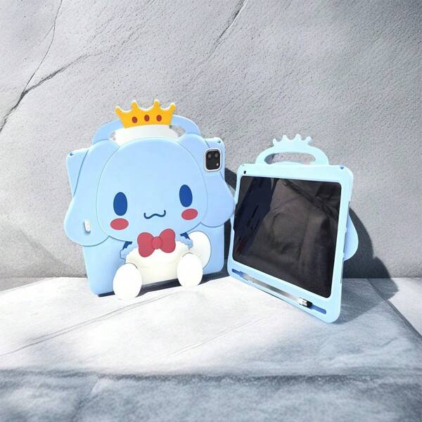 Sanrio 1pc New Authentic Sanrio Cinnamoroll 3D Printed Protection Case, Soft Silicone Protective Cover For IPhone IPad Series, With Cartoon Print Lanyard