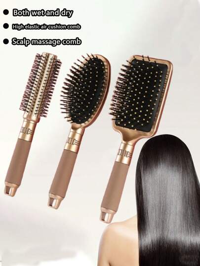 O conjunto de escovas 4 em 1 inclui: escova quadrada com almofada de ar, escova redonda com almofada de ar, escova modeladora de cachos, escova massageadora para o couro cabeludo, escova com almofada de ar de alta elasticidade, pente de dentes largos, pente com ponta fina, escova modeladora de cachos, escova com almofada de ar e ferramentas de modelagem para secar e alisar o cabelo. Também acompanha um massageador antiestático. Adequado para cabelos grossos, cacheados, ralos, longos e curtos. Ideal para uso doméstico, ondulação, cuidados com o corpo, viagens, presilhas de cabelo, acessórios para cabelo e presentes de Natal. Escova, Escovas de cabelo, Escova para contorno, Escova de cabelo, Pente, Escova desembaraçadora, Escova de bola, Mini escova de cabelo, Conjunto de escovas de cabelo, Pente de madeira, Escova de cabelo, Escova para pentear para trás, Escova modeladora, Escova para cabelos cacheados, Escova para contorno, Pente, Escova de cabelo, Conjunto de escovas de cabelo, Pente