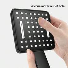Square Shower Head Handheld Shower Head, Lightweight And Textured, Equipped With Bracket And Shower Hose, 2 Specifications To Choose From (Black)