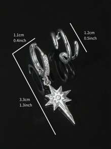 2pcs Men's Unique One-Piece Star Pattern Earrings, Personalized Men Ear Stud