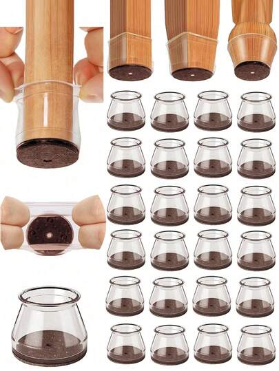 4/8/16/24/36 piezas Protectores de piso para patas de muebles, adecuados para pisos de madera dura, almohadillas para muebles, deslizadores de patas de silla, cubiertas de silicona para patas de silla, previenen rasguños en el piso y reducen el ruido, aplicables para cocina, sala de estar, dormitorio, cafetería, 3 estilos disponibles