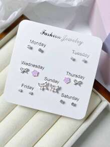 14pcs Set Cute Sweet Butterfly Earrings, Elegant Small Minimalist Versatile Accessories
