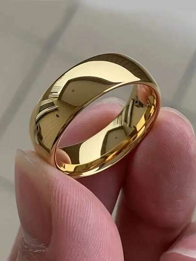 1pc Classic 6mm Stainless Steel Ring, Minimalist Design, Elegant Unisex Jewelry, Suitable For Weddings And Anniversaries