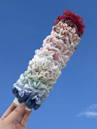 Set de 20 scrunchies de gasa, accesorios de playa coloridos, adecuados para verano, playa, boda, con patrones de flores rosas y rojas, coleteros, accesorios para el cabello