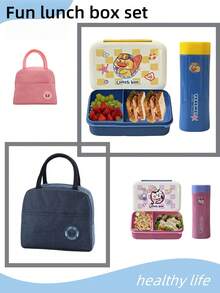 950ml Bento Box, tragbare Trinkflasche und Lunchbeutel, Snack- und Lebensmittelbehälter, tragbar, auslaufsicher, geeignet für Küchenlagerung und -organisation, Mittagessen, Schülerrückkehr zur Schule, Picknick, Camping, Zubehör