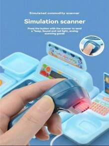 迷你仿真收银机玩具，带扫描功能和多功能声光效果，超市主题蔬果篮套装，是圣诞节和角色扮演的理想礼物 - 彩色 - 查看 7