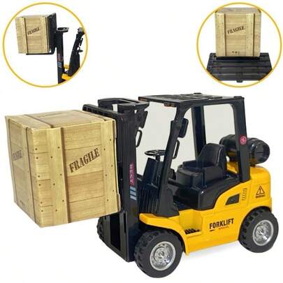 Miniatura Empilhadeira De Metal Carrinho Brinquedo C/fricção c caixinha amarelo