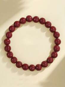 Pulseira de mantra com 6 palavras e cinábrio nativo, pulseira elástica de areia dourada roxa com alto teor de areia do imperador, pulseira vermelha da sorte para o ano de nascimento, ioga, estilo vintage para homens e mulheres, pode ser usada diariamente