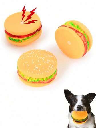 Happy Dog Toys, Squeaking Dog Toys With Sound Emitting Devices, Happy Companion Toys For Small, Medium, And Large Dogs Such As Golden Retrievers, And Creative Pet Dog Toys With 3 Pieceshamburger Packages For Teeth Cleaning, Interactive Training, And Sofa Stop Loss.