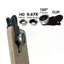 Kit d'objectifs de caméra de téléphone 3-en-1 - grand angle, macro, fish-eye - idéal pour les accessoires de photographie, portable et prêt pour les selfies, compatible avec et Android. Parfait pour les vacances d'été, les voyages, la photographie créative, le contenu pour les médias sociaux, les accessoires de téléphone pour le vlogging