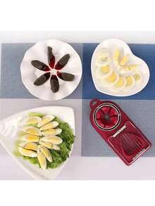 1pc Egg Slicer, Egg Cutter For Hard Boiled Eggs, Strawberry Slicer, Stainless Steel Wire Egg Slicer Dicer, Egg Slicer For Kitchen - Multicolor - View 7