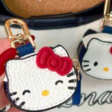 Sanrio 1 pieza Llavero de Hello Kitty - Estuche de llaves de piel, con cremallera dorada, llavero multifuncional, diseño compacto, adecuado para uso doméstico, regalos festivos, accesorios de decoración, cierre de cremallera duradero, organizador de llaves, aplicable para accesorios de Hello Kitty, decoración para parejas