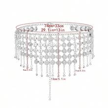 1 chiếc Dây đeo eo múa bụng nhiều lớp rộng hơn, Dây đeo eo tua rua khiêu vũ có thể điều chỉnh, Dây đeo eo làm đẹp bằng kim loại - Nhiều màu - Xem 3