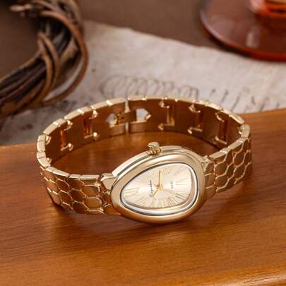 xinyunkou ساعة حريمي من التيتانيوم الفاخرة والراقية بتصميم روماني بشكل قطرة الماء، هدية فاخرة