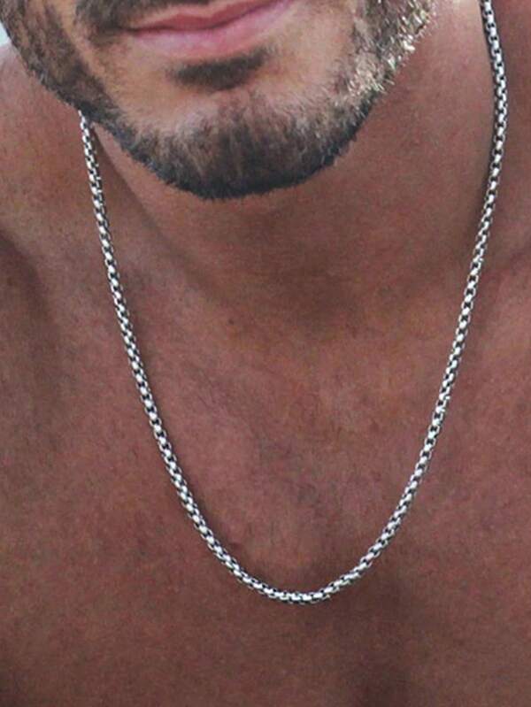 1pc Unisex Stainless Steel Hiphop Style Pearl Chain Titanium Steel Necklace, Sunflower Seed Chain Necklace, Fashionable And Stylish