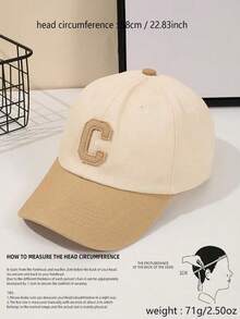 1 件女款拼色棒球帽，复古字母标志春秋季遮阳运动帽，宽大头围 - A - 查看 6