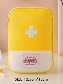 1pc Portable Medicine Bag, Cute Mini First Aid Kit, Medical Emergency Kits, Organizer Outdoor Household Medicine Pill Storage Bag, Empty First Aid Kit, Mini Portable Medical Kit First Aid Bag, Outdoor Camping Family Survival First Aid Kit, Cross Pattern First Aid Kit, Suitable For Car Bike Marathon Running Outdoor Camping Hiking Emergency