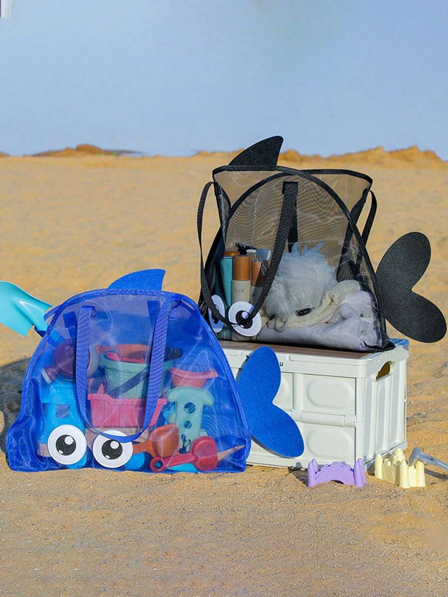 Multi-Purpose 3D Mesh Beach Shell Bag, One Cute Little Fish Design Beach Tote, Outdoor Beach Bag, Shell Bag, Suitable For Collecting Seashells, Outdoor And Beach Use, Handbag