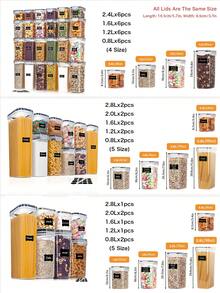 24/10/7 Piezas Hermético con Frascos Grandes Contenedores de Almacenamiento de Alimentos, Organizador y Almacenamiento de Despensa de Cocina, Frascos de Plástico de Grado Alimenticio para Cereales, Harina, Azúcar, Pasta, Alimentos Secos para Cocina, Casillero y Refrigerador, Incluye Etiquetas y Marcadores