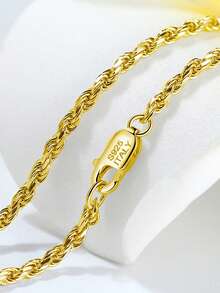 1 件真 925 纯银绳链项链女士男士颈饰，18K 金和 14K 镀金项链链，适用于吊坠，链厚 1.2/1.5/1.7 毫米