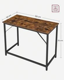 Bureau d'Ordinateur, Table, 50 x 80 x 76/50 x 100 x 76/60 x 120 x 76/60 x 135 x 76 cm, pour Bureau, Chambre, Salon, Cadre en Métal, Marron Rustique et Noir d'Encre - Tabac - Voir 7
