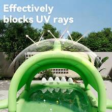 Giant Shark-Themed Inflatable Swimming Pool For Family Fun - PVC, Easy Storage, Perfect For Outdoor Parties, Summer Water Games, And Backyard Entertainment, Green With White Light Beige & Yellow Eyes Design - Multicolor - View 9