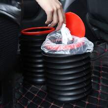 1 Car Mounted 4L Foldable Garbage Bin With Lid, Which Can Be Used As A Telescopic Garbage Bin, Umbrella Storage Bin, Emergency Folding Water Bin. It Is An Essential Creative Storage Item For Cars And Can Be Used With Garbage BagsFor Women Storage Organizer Travel Holiday Essential Fall Decor Autumn Halloween
