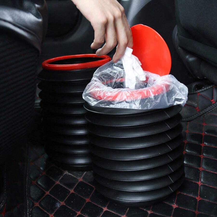 1 Car Mounted 4L Foldable Garbage Bin With Lid, Which Can Be Used As A Telescopic Garbage Bin, Umbrella Storage Bin, Emergency Folding Water Bin. It Is An Essential Creative Storage Item For Cars And Can Be Used With Garbage BagsFor Women Storage Organizer Travel Holiday Essential Fall Decor Autumn Halloween