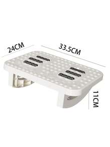 1 PIEZA Reposapiés ergonómico de 180° de oscilación para escritorio de oficina, plástico con 8 orificios de ventilación, soporte para los pies debajo del escritorio y corrector de postura, blanco/negro, diseño sencillo y construcción resistente, almohadilla para los pies debajo del escritorio, suministros escolares, vuelta al colegio