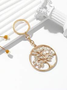 1pc Fashion European Style Hollow Circular Tree Of Life Shaped Keychain Decoration, Embellished With Rhinestones, Suitable For Women Car Keys And Bags Car Accessories Bag Charm Backpack For School Cute Goth Y2k Halloween Accessories Teachers Day Christmas Gift Ideas Bag Lanyards With Id Holder Car Accessories Bag Charms - Multicolor - View 11