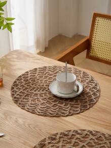 1/4 Stücke Jute + Polyester 15-Zoll Runder Platzdeckchen, rustikales minimalistisches Design, wärmeisolierend rutschfeste dekorative Tischdecke, geeignet für Feiertage und Partys