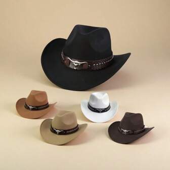 1pc Women's Western Cowboy Hat Cow Headband, Men's Hat, Outdoor Riding, Hiking, Driving, Party, Cowboy Accessories ﻿