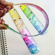 1pc Soft Plastic Rainbow Rulers 15/20/30cm Flexible Ruler For Precision Measurement, Drawing And School Office Supplies - Multicolor - View 5