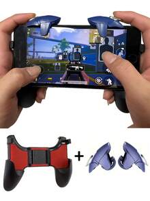 1pc Mobile Game Controller + 1pc Game Joystick Button Trigger, Mobile Game Trigger Assist Tool, Sensitive Shooting And Aiming Physical Buttons, Auto Trigger, Metal Model, Suitable For Mobile Games