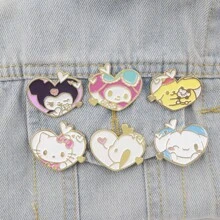 Sanrio 6pcs/Set Cute Enamel Pin Lapel Pins Badges On Backpack Women's Brooch Clothes Gift Jewelry Fashion Accessories