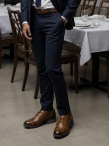 Zapatos Derby casuales para hombres, suela de goma cómoda, estilo de bloques de color retro, zapatos para el trayecto diario y caminar