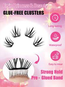 80 pezzi di ciglia a grappolo autoadesive C-Curl, lunghezze miste da 10-13mm, kit di ciglia individuali soffici senza bisogno di colla, estensioni di ciglia fai-da-te con colla pre-applicata, ciglia a grappolo naturali e sfilacciate, estensioni di ciglia a ricciolo C senza bisogno di colla o di solvente, ciglia finte