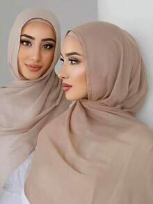 1 Stück Damen Einfarbig Großer Größe Sport Kopftuch, weiches Kopftuch mit breitem Rand, vielseitiger Sonnenschutz Kopftuch Hijab, geeignet für tägliches muslimisches Außentragetuch - Verschiedenfarbig - Übersicht 1