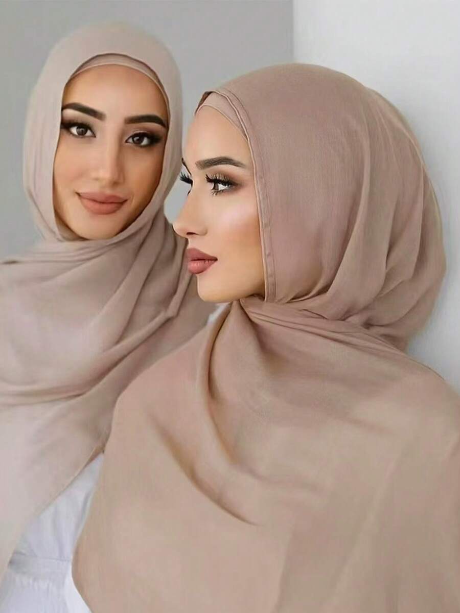 1 Stück Damen Einfarbig Großer Größe Sport Kopftuch, weiches Kopftuch mit breitem Rand, vielseitiger Sonnenschutz Kopftuch Hijab, geeignet für tägliches muslimisches Außentragetuch - Verschiedenfarbig - Übersicht 1