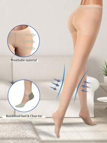 Women's Stretchy 20-30 MmHg Mid Compression Pantyhose Breathable & Soft High Waist Sexy Tight Stocking