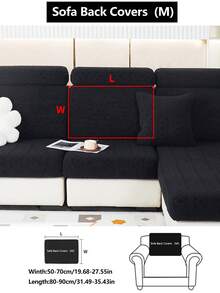 1 件弹力沙发套防滑全盖沙发座垫套，四季通用面料加厚沙发套可水洗防尘宠物友好装饰套适用于卧室、办公室、客厅 L 型沙发，1-2-3-4 座 - 黑色 - 查看 12