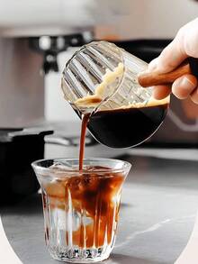 Espresso Cups 6OZ, Espresso Accessories, Expresso Shots Cup, Espresso Shot Glass With V-Shaped Mouth, Ribbed Milk Frothing Pitcher, Glass Measuring Cup - 1 - View 1