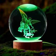 2pcs (Engraved Crystal Ball And Wooden LED Colorful Light Base) 3D Crystal Ball Night Light, Home Decor Night Light, Perfect Gift