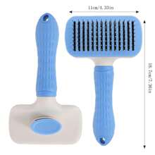 1PC Pet Hair Removal Comb Flea Comb, 2025 Upgraded Cat Brush With Release Button, One-Click Self Cleaning Pet Hair Removal Combs, For Massaging And Cleaning Shedding Pet Hairs (Blue)