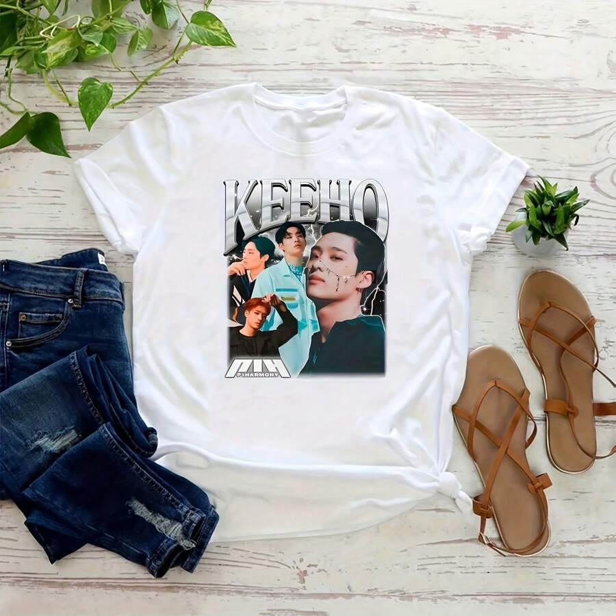P1Harmony Keeho Wo's Fashion Top Retro Bootleg  Kpop T-Shirt Kpop Merch Kpop Gift For Her Or Him P1Harmony Retro 90s Shirt220G Pure Cotton T-Shirt – A Breathable Heavyweight For All-Day Comfort, Perfect For Layering In Cold Seasons Or Standalone Wear In Summer. Great For Travel, Errands, Lounging, Sports, Or Casual Fridays At The Office. Tops For Wo Vintage Clothes Wo Clothes Wo Vintage Wo Tops Mujer Cute Tops Wo Cotton Wo Clog Halloween Camisas Summer Clothes Wo Casual Punk Western Tops Wo Fourth Of July Outfit Kpop Cowboy Outfits For Wo Ry Ropa 100% Cotton Y2k Ing Cute Gothic Wo Clothes Black And White Top Vintage Tops Cloth For Wo White Goth Inawly Retro Clothes For Wo Korean Fashion Wo Camisas Para Mujer - White - View 1