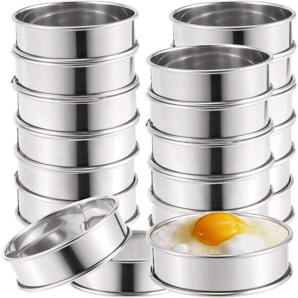 2pcs/6pcs/12pcs Stainless Steel English Muffin Rings, Round Cake Cookie Egg Burger Baking Molds