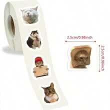 Rollo de 500 pegatinas de gatos, pegatinas virales de gatos y garabatos, pegatinas de rollo divertidas y lindas con cabezas de gato