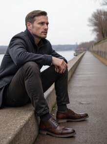 Zapatos casuales para hombre, zapatos de negocios tipo derby, con suelas de goma cómodas, en estilo retro de bloques de color, aptos para el trayecto diario y caminar