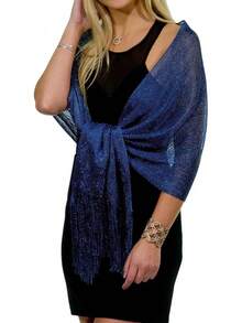 Evening Shawls And Wraps, Metallic Glitter Women's Shawls, Sparkling Wedding Shawl - Xanh nước biển1 - Xem 1